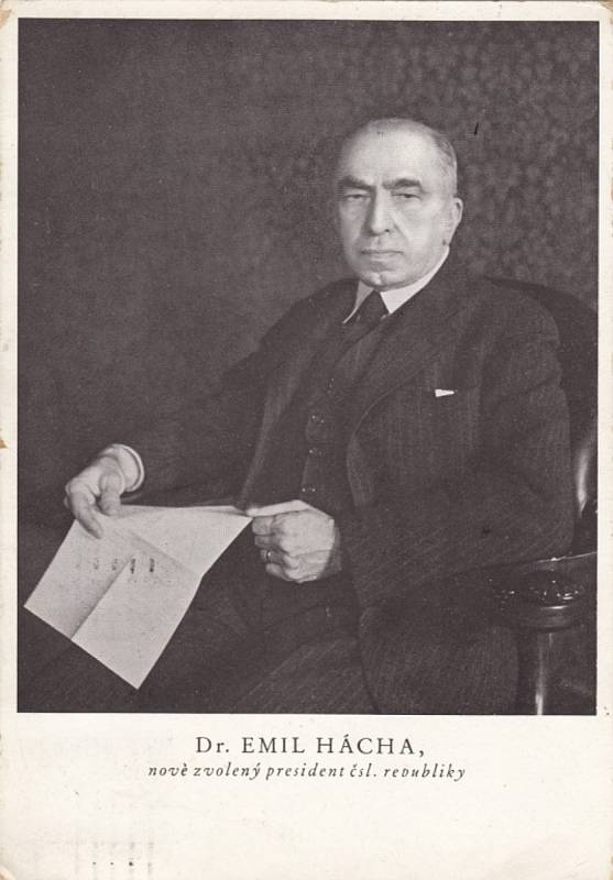 Oficiální pohlednice Emila Háchy ve funkci prezidenta. Foto: archiv Josefa Tomeše.