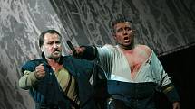 Generální zkouška opery Giuseppe Verdiho Otello - hudebního dramatu velké lásky a nenávistné vášně na Shakespearův námět v českobudějovickém domu kultury Metropol 4.listopadu. Otello, maurský velitel benátské armády / Plamen Prokopiev, Jago, praporečník /