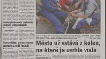 Co jsme psali o povodních ve čtvrtek 15. srpna 2002.