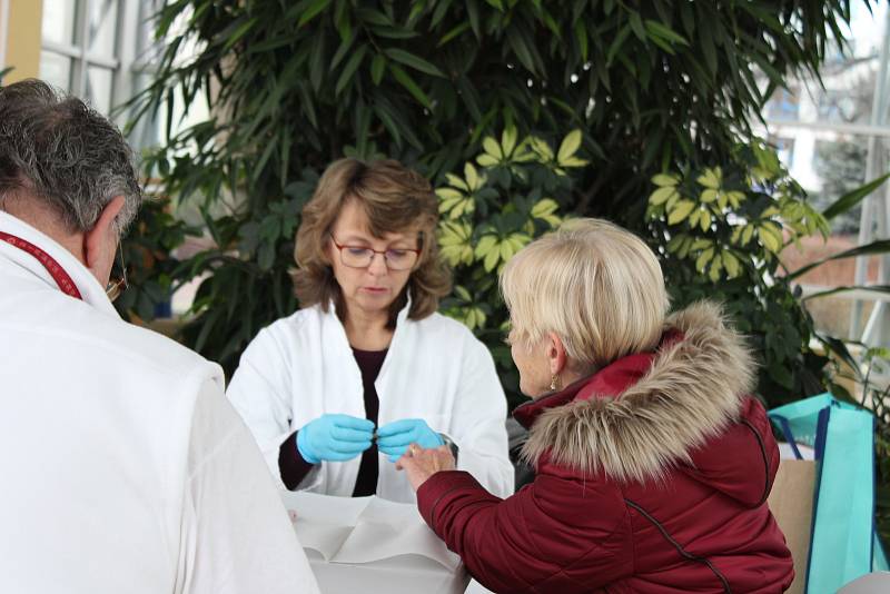 Lidé si dobrovolně mohli nechat v terminále českobudějovické nemocnice změřit cholesterol.