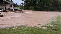 Blesková povodeň v obci Koloměřice, červen 2022