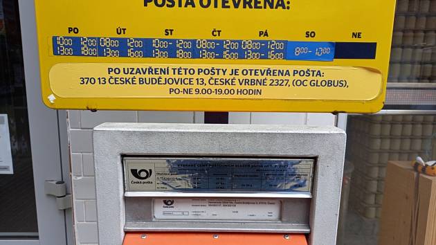 Pošta by mohla rušit pobočky hlavně v Českých Budějovicích -  Českobudějovický deník