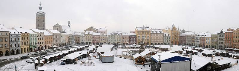 Sníh v Českých Budějovicích.