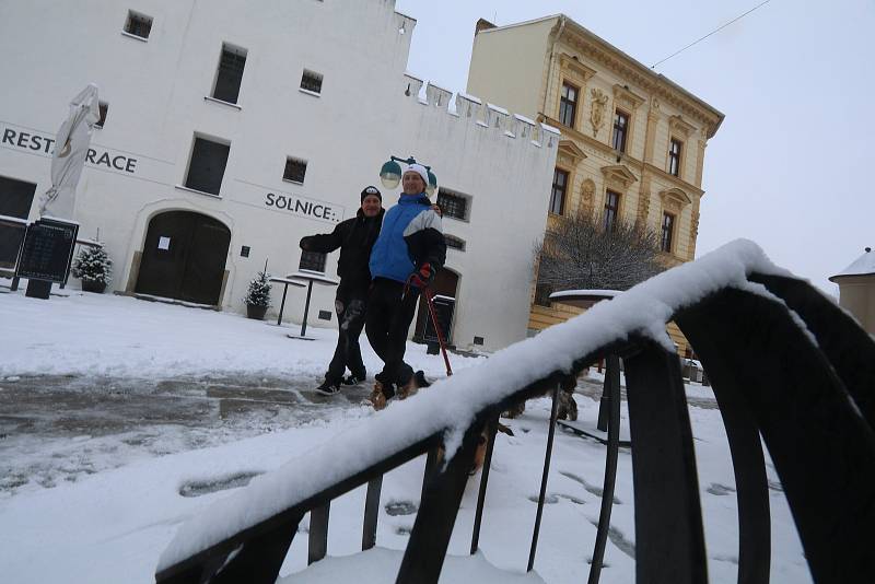 Sníh v Českých Budějovicích v pondělí 8. 2.