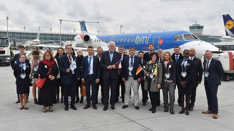 Brno 19.09.2017 - křest letadla obnovené linky Brno Mnichov na brněnském letišti a následně odlet delegace JMK do Mnichova, kde byla prohlídka letiště.