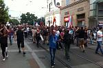 Páteční demonstrace uskupení Brno blokuje a příznicvů Dělnické mládeže.