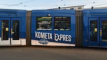 Křest tramvaje Kometa Expres na náměstí Svobody v Brně.