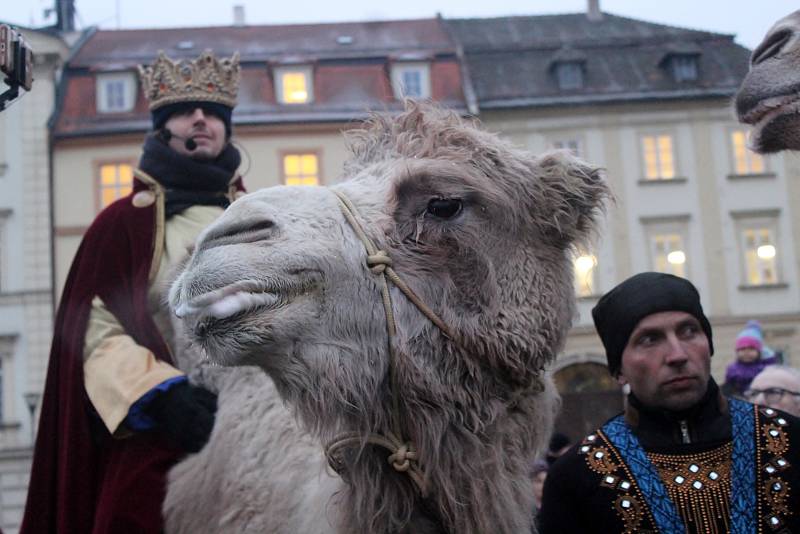 Tříkrálový průvod se třemi velbloudy prošel v úterý odpoledne centrem Brna.