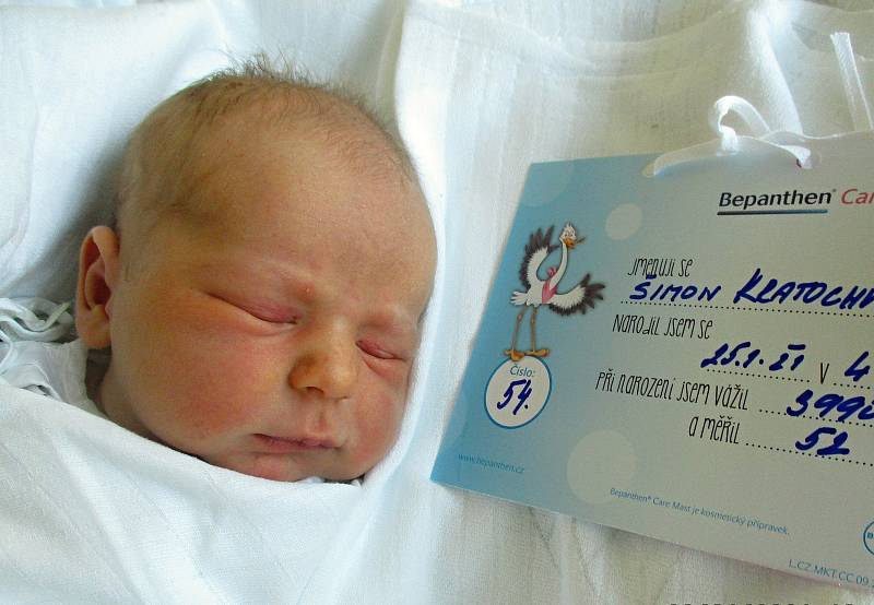 Šimon Kratochvíl, 25. 1. 2021, Horní Věstonice, Nemocnice Břeclav, 3990 g, 52 cm