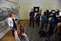 Brněnská primátorka Markéta Vaňková (ODS) hovoří s novináři o povolebních jednáních se zástupci stran, které se dostaly do zastupitelstva, 3. října 2022, Brno.