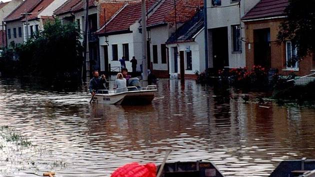 Povodně 7. července 1997 ve Veselí nad Moravou. Ilustrační foto