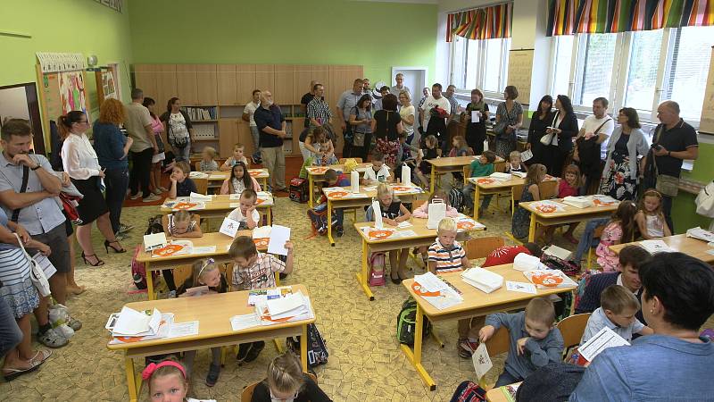 Prvňáci v brněnské Tyršově základní škole v ulici Kuldova.