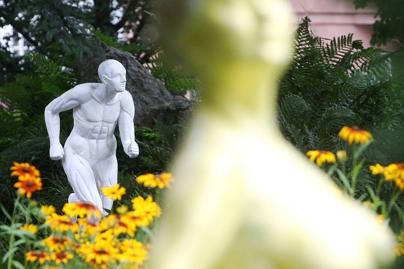 Výstava Sochy mezi květy v Botanické zahradě Přírodovědecké fakulty Masarykovy univerzity v Brně.