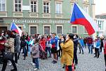 Demonstrace na Zelném trhu v centru Brna a následný pochod, 14. března 2021.