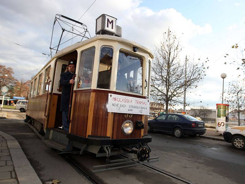 Mikulášská tramvaj v Brně.