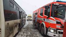 U Nebovid na Brněnsku se ve středu srazilo osobní auto s autobusem.