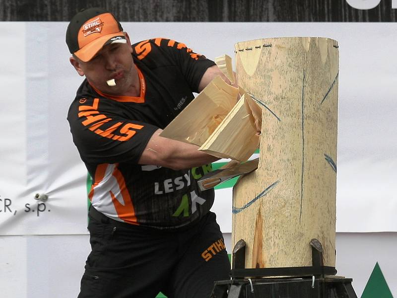 Timbersports v rámci veletrhu Techagro na brněnském výstavišti.