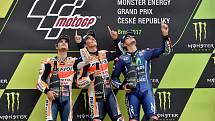 Monster Energy Grand Prix České republiky 2017, Moto GP - zleva Dani Pedrosa, Marc Márquez a Maverick Viňales.