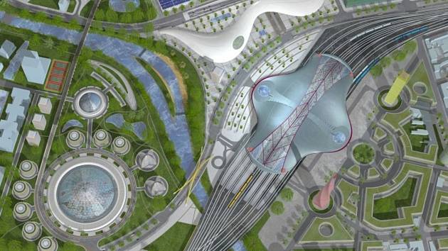 Ideový návrh možné podoby nového hlavního železničního nádraží a jeho širokého okolí v Brně, který pochází z ideové soutěže z roku 2016.