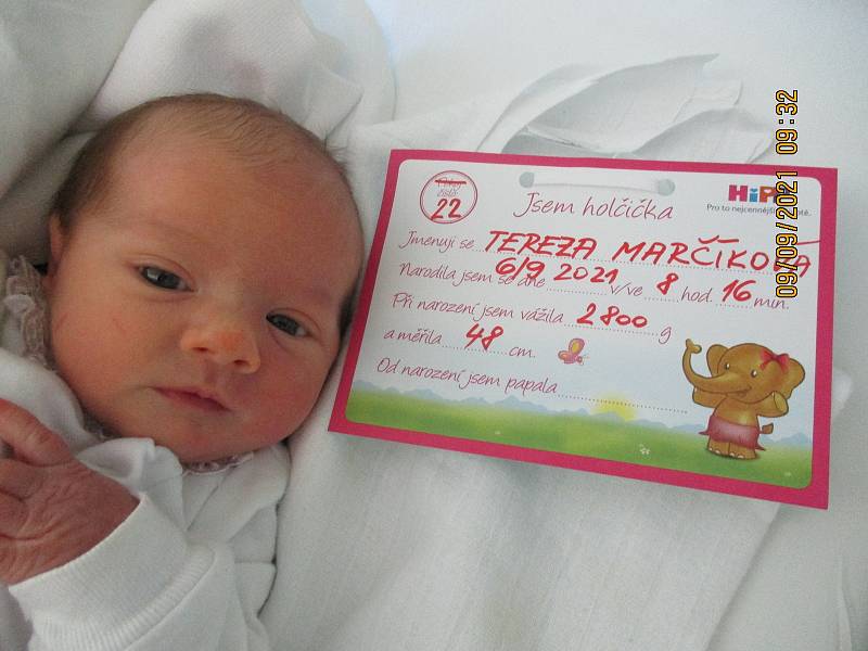 Tereza Marčíková, 6. 9. 2021, Hodonín, Nemocnice Břeclav, 2800 g, 48 cm