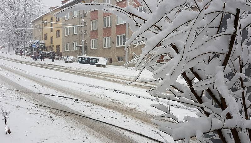 Brno se od rána potýká s čerstvým sněhem. Komplikuje především dopravu.