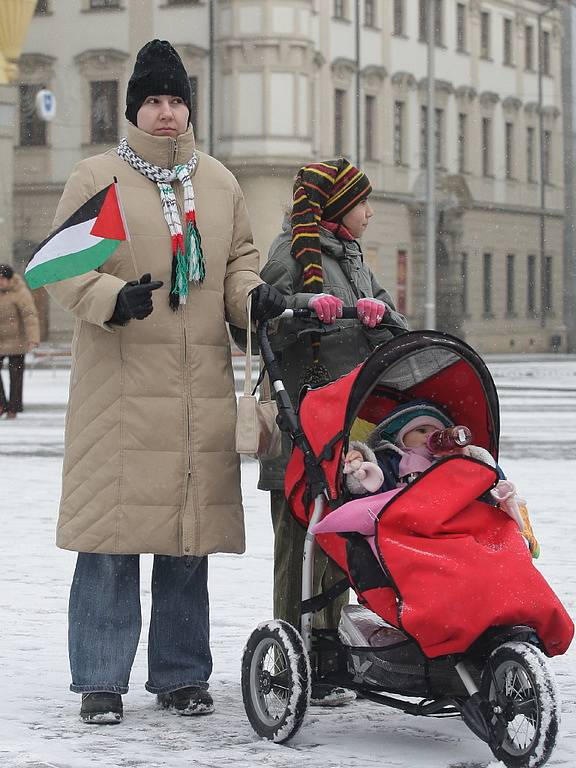 Protest proti izraelským útokům v pásmu Gazy.