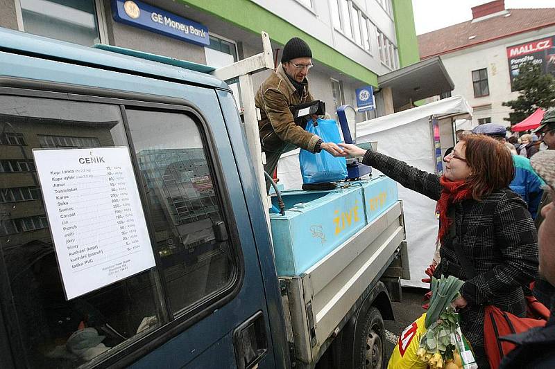 Velký počet návštěvníků v pátek zaznamenali organizátoři brněnských Farmářských trhů. Ovoce, zeleninu, sýry nebo ryby si mohli zákazníci koupit na parkovišti v Kotlářské ulici nedaleko centra Brna.