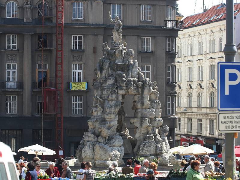 Barokní kašna Parnas na Zelném trhu v Brně. Ilustrační foto.