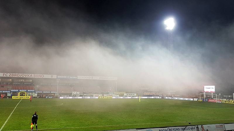 Brno 22.1.2021 - domácí FC Zbrojovka Brno v červeném proti FC Slovan Liberec