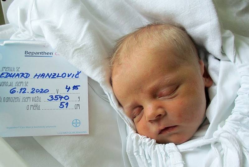 Eduard Hanzlovič, 6. 12. 2020, Nemocnice Břeclav, Násedlovice, 3540 g, 51 cm