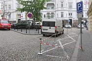 Značení nových parkovacích zón v centru města Brna.