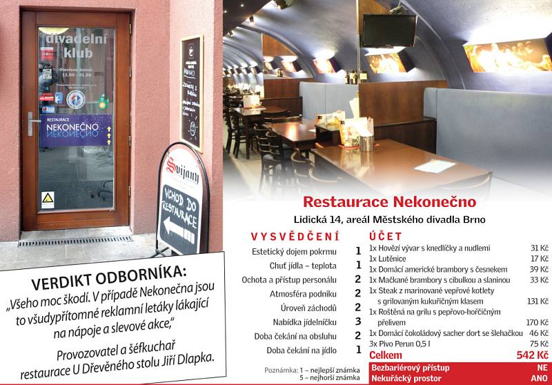 Restaurace Nekonečno v Brně.