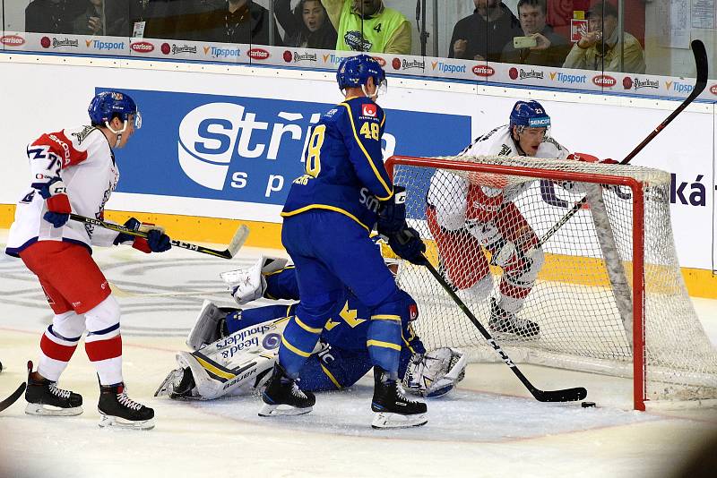 Carlson Hockey Games v brněnské DRFG aréně mezi Českem v bílém a Švédskem.