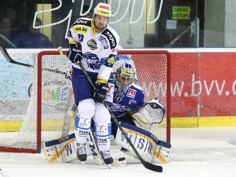 Brněnští hokejisté ve 45. extraligovém kole doma nestačili v derby na Zlín. Podlehli mu jednoznačně 0:4