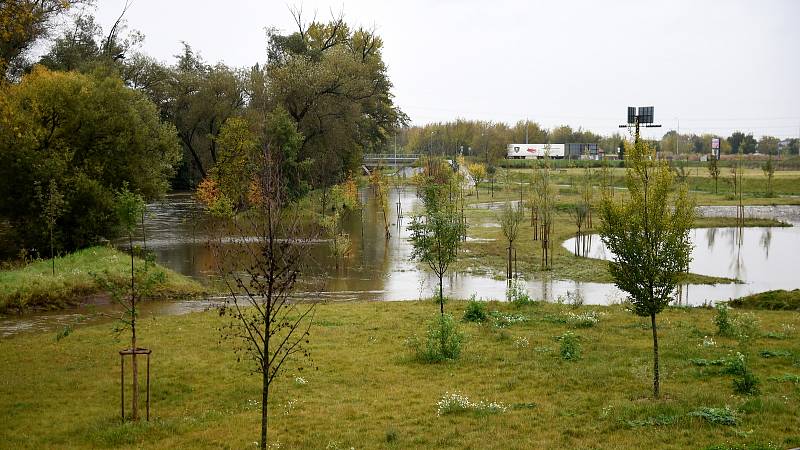 Brno 16.10.2020 - řeka Svratka mezi Komárovem a Horními Heršpicemi