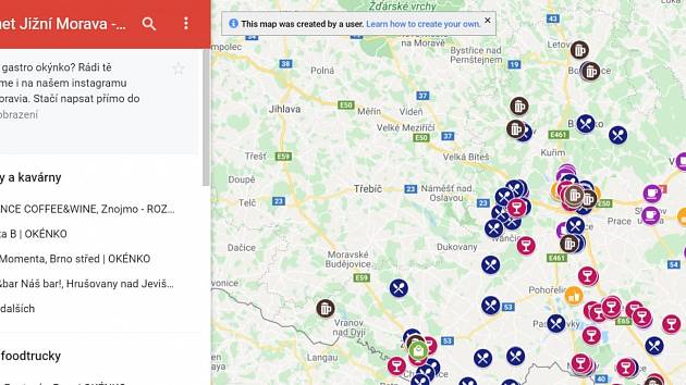Kam si zajít pro oběd, kávu, pivo či víno v době, kdy je všechno zavřené, lidem ukáže mapa Centrály cestovního ruchu Jižní Morava.