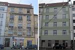 Bytový dům na Vranovské ulici v Brně před (vlevo) a po rekonstrukci.