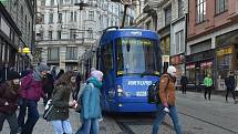 Křest tramvaje Kometa Expres na náměstí Svobody v Brně.