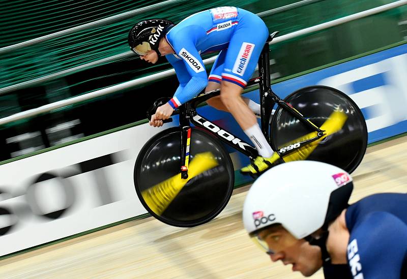 Pavel Kelemen ve sprintu na mistrovství světa v dráhové cyklistice.