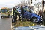 Nehoda osobního auta v Hradecké ulici v Brně.