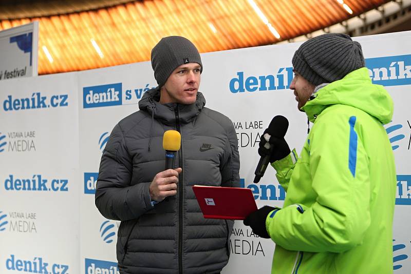Petr Frydrych při rozhovoru v zóně Deníku na Olympijském festivalu 2018.