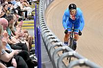 Dráhový cyklista brněnské Dukly Martin Čechman ve sprintu na mistrovství světa v Glasgow.