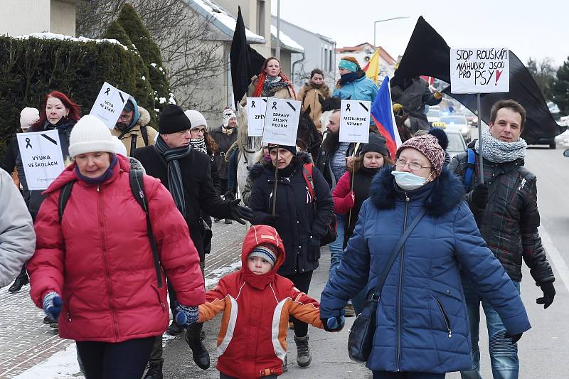 Protestní pochod s rakví k domu ministra zdravotnictví Jana Blatného.