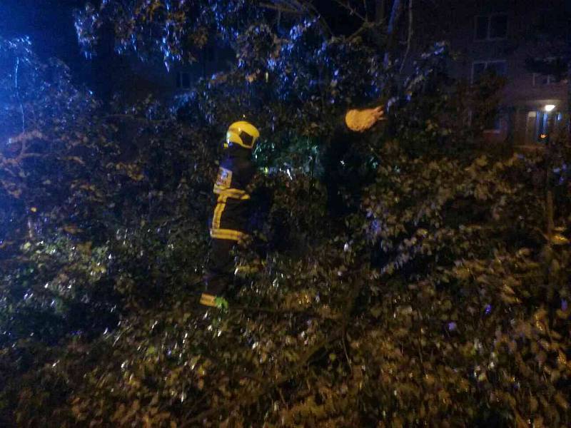 Jihomoravští hasiči se celou noc nezastavili. Bouřky a vítr v noci na pátek porážely stromy, desítky tisíc lidí byly bez elektřiny.