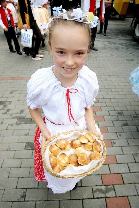 Dožínkový průvod v centru Brna.