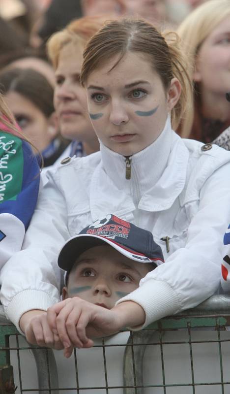 Fanoušci brněnské Komety na náměstí Svobody v Brně.