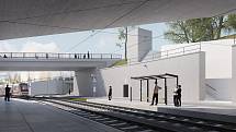 Budoucí podoba zastávky Osová na tramvajové trati k univerzitnímu kampusu.