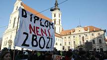 Studenti vysokých škol v Brně prostestovali proti školským reformám.