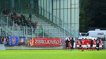 Fotbalisté Zbrojovky Brno (v červeném) prohráli v Jablonci 1:3.