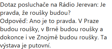 Vtip, co zaslala do redakce Deníku Rovnost čtenářka.